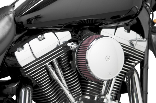 Arlen Ness - Arlen Ness Billet Sucker Stage I Air Filter Kit with Billet Cover - Smooth Chrome - Red Filter - 18-808