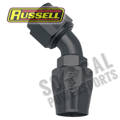 Russell - Russell -6 AN 45 Degree Full Flow Non-Swivel Hose End - Black Anodized - R13093B