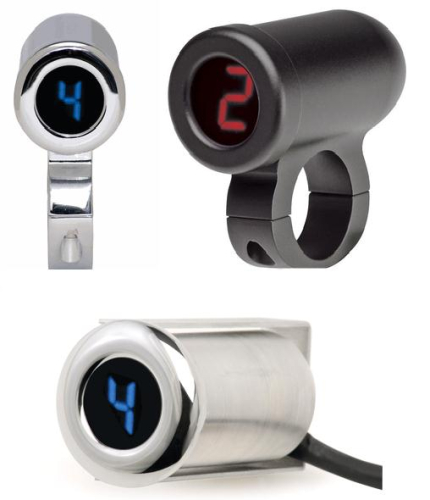 Dakota Digital - Dakota Digital PGR-1000 Series Programmable Gear Indicator - 1 1/4in. Handlebar Mount - Chrome/Red - PGR-1125-R