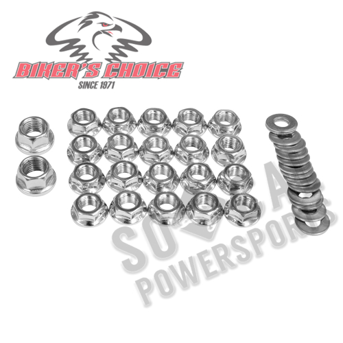 Bikers Choice - Bikers Choice Chrome Plated Flange Nut Set for Shovelhead Rocker Box - 4227