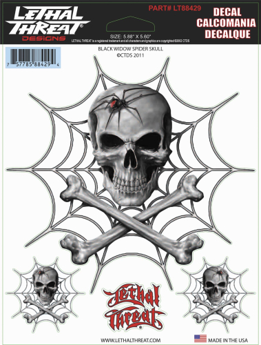 Lethal Threat - Lethal Threat Black Widow Spider Skull Decal - LT88429