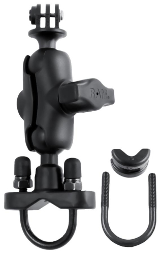 RAM Mounts - RAM Mounts RAM Handlebar Rail Mount, U-Bolt, Short Double Socket Arm & 1in. Ball w/ Custom GoPro Hero Adapter - RAM-B-149Z-A-GOP1U