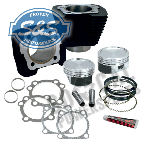 S&S Cycle - S&S Cycle Cylinder and Piston Conversion Kit - Black Wrinkle - 910-0296
