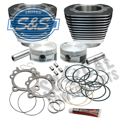 S&S Cycle - S&S Cycle 3 7/8in. Cylinder/Piston Kit for S&S 106in. Stroker - 10.5:1 Compression - Black Powder-Coat - 910-0203
