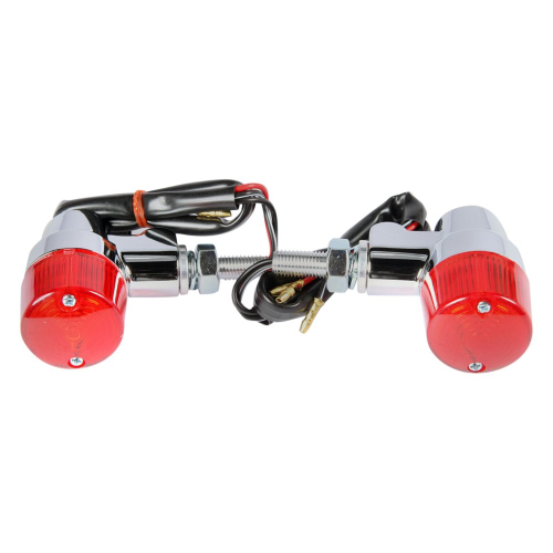 K&S Technologies - K&S Technologies Chrome Aluminum Marker Lights - Round #3 with Red Lens - Dual Filament - 25-8625