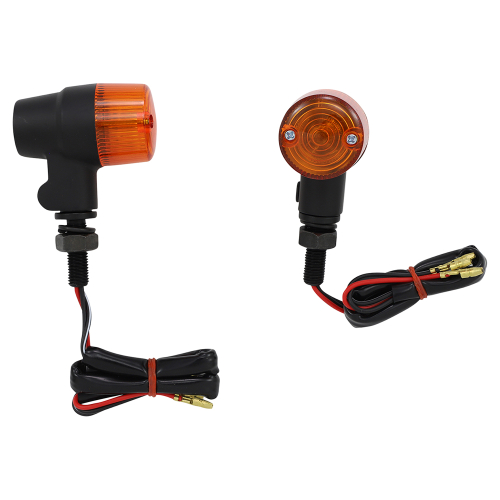 K&S Technologies - K&S Technologies Black Satin Aluminum Marker Lights - Round #3 with Amber Lens - Dual Filament - 25-8633