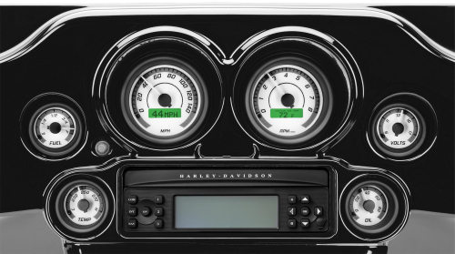 Dakota Digital - Dakota Digital MVX-8K Analog/Digital Plug-In Instrumentation Six-Gauge Kit - White/Gray Background - Chrome Bezel - MVX-8604-WG-C
