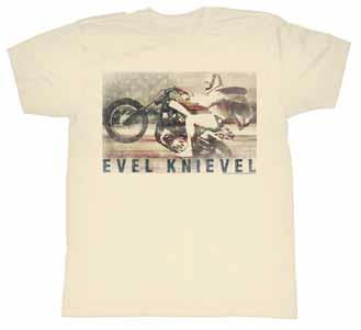 Evel Knievel - Evel Knievel Ameriknieval T-Shirt - EK550- MD - Vintage White - Medium