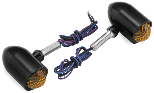 Auto Gem - Auto Gem Baby Bullet Lights - Amber LED with Amber Lens - Black Finish - Single Filament - AG330-529