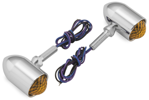 Auto Gem - Auto Gem Baby Bullet Lights - Amber LED with Amber Lens - Chrome Finish - Single Filament - AG382-277