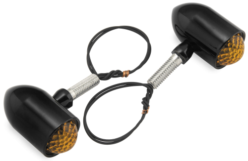 Auto Gem - Auto Gem Baby Bullet Lights - Clear LED with Amber Lens - Black Finish - Single Filament - AG330-526