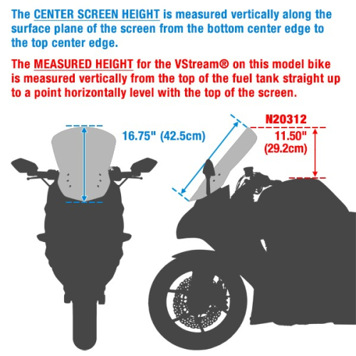 National Cycle - National Cycle VStream Windshield - 11.50in./Clear-FMR Coated - N23012