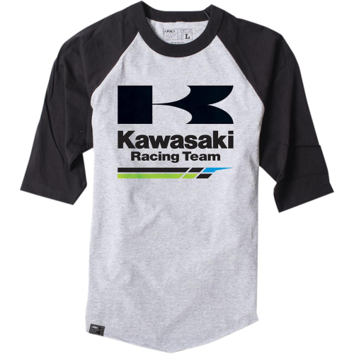 Factory Effex - Factory Effex Kawasaki Racing Baseball T-Shirt - 1787122 - Gray/Black - Medium