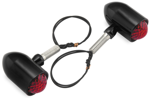 Auto Gem - Auto Gem Baby Bullet Lights - Clear LED with Red Lens - Black Finish - Single Filament - AG330-528