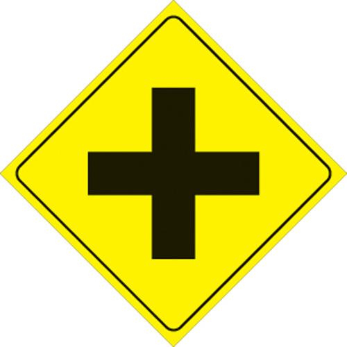 Voss - Voss 12x12in. Reflective Trail Sign - 4-Way Intersection (Yellow/Black) - 470 X YR