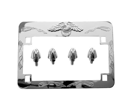 Emgo - Emgo License Plate Frame - Chrome Eagle w/ Bullet Bolts - XF-3-56-4052