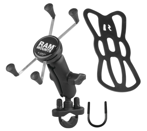 RAM Mounts - RAM Mounts RAM Handlebar Rail Mount with Zinc Coated U-Bolt Base & Universal X-Grip Large Phone/Phablet Cradle - RAM-B-149Z-UN10