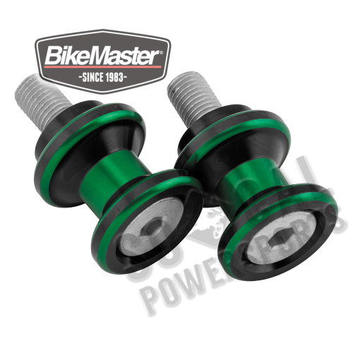 BikeMaster - BikeMaster 10mm Aluminum Swingarm Spools - Green - YC-805-10-GRN