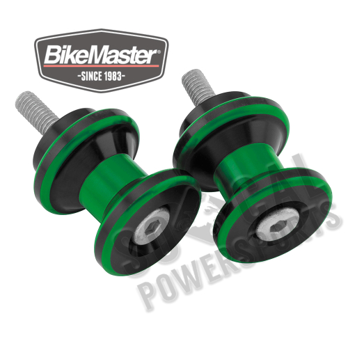 BikeMaster - BikeMaster 8mm Aluminum Swingarm Spools - Green - YC-805-8-GRN