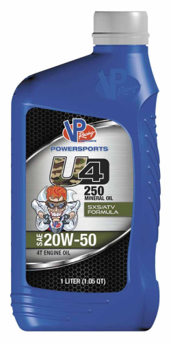 VP Racing Fuels - VP Racing Fuels U4 250 Mineral ATV/UTV Engine Oil - 20W50 - 1L. - VP7170503