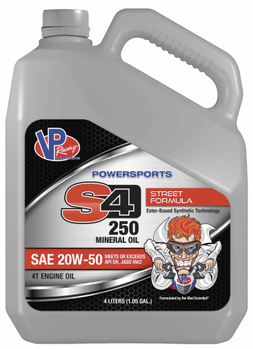 VP Racing Fuels - VP Racing Fuels S4 250 Mineral Street Engine Oil - 20W50 - 4L. - VP7120504