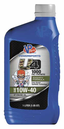 VP Racing Fuels - VP Racing Fuels U4 1000 Full-Synthetic ATV/UTV Engine Oil - 10W40 - 1L. - VP7180403