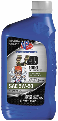 VP Racing Fuels - VP Racing Fuels U4 1000 Full-Synthetic ATV/UTV Engine Oil - 5W50 - 1L. - VP7165503