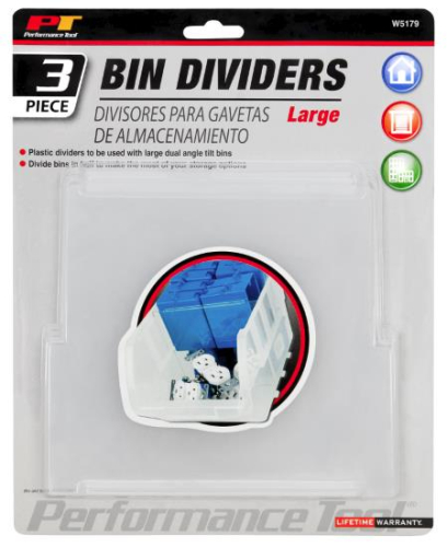 Performance Tools - Performance Tools Clear Plastic Bin Dividers - Large - 3pc. - W5179
