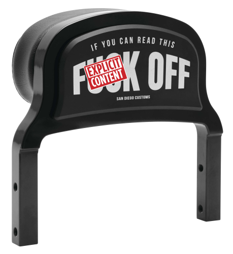 San Diego Customs - San Diego Customs F-Off Custom Sissy Bar - 8.29in. H x 8.75in. W - Gloss Black - P-SB009GLOSS