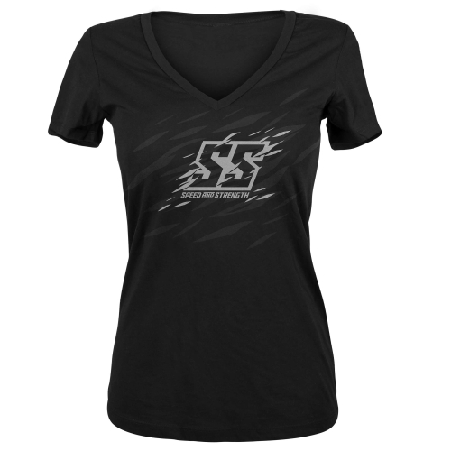 Speed & Strength - Speed & Strength Cat Outa Hell Womens V-Neck T-Shirt - 1104-1705-1852 - Charcoal - Small