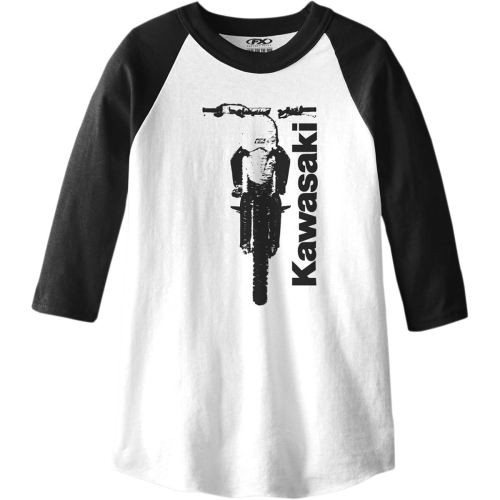 Factory Effex - Factory Effex Kawasaki Youth 3/4 Sleeve T-Shirt - 21-83110 - Black/White - Small