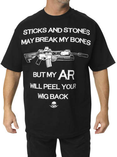 Outlaw Threadz - Outlaw Threadz Sticks and Stones T-Shirt - MT120-2XL - Black - 2XL