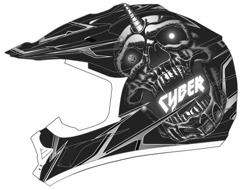 Cyber Helmets - Cyber Helmets UX-24 Skull Helmet - UX24-9-BKGRY-2XL - Black/Gray - 2XL