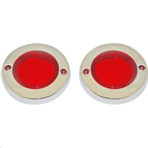 Custom Dynamics - Custom Dynamics Probeam Flat Bezel Turn Signal Adapters - Chrome/Red Lens - PB-LAST-BEZ-CR