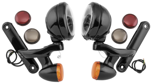 Namz - Namz Passing Lamps with Brackets and Bullet Turn Signals - Black/Black - LLC-PLBTS-BB-E