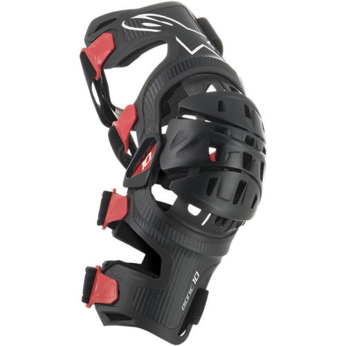 Alpinestars - Alpinestars Bionic-10 Carbon Left Knee Brace - 6500419-13-XL/XXL - Black/Red - XL-2XL
