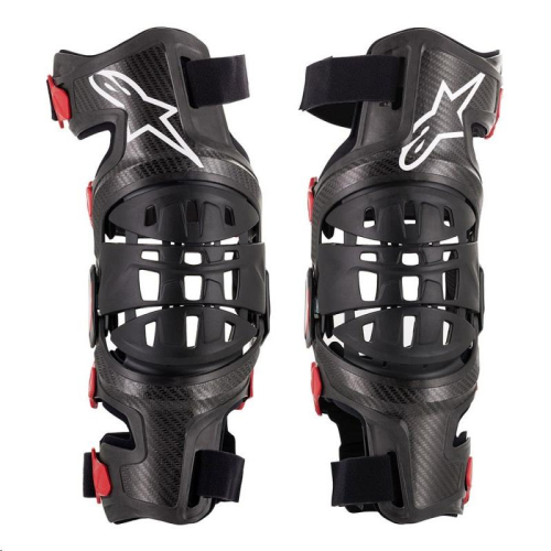 Alpinestars - Alpinestars Bionic-10 Carbon Knee Brace Set - 6500719-13-LG - Black/Red - Large