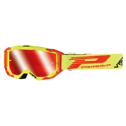 Pro Grip - Pro Grip 3303 Vista Goggles - PZ3303GRFL - Fluorescent Yellow/Red / Mirrored Lens - OSFA