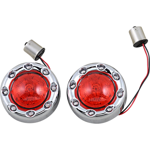 Custom Dynamics - Custom Dynamics ProBeam Bullet Ringz Rear Turn Signal Inserts - Chrome, Red Lens - PB-BR-RR 56-CR