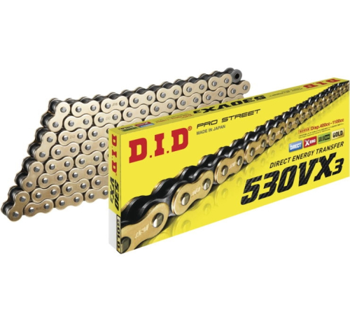 D.I.D - D.I.D 530VX3 Pro-Street X-Ring Vx Series Chain - Gold - 112 Links - 530VX3G112ZB