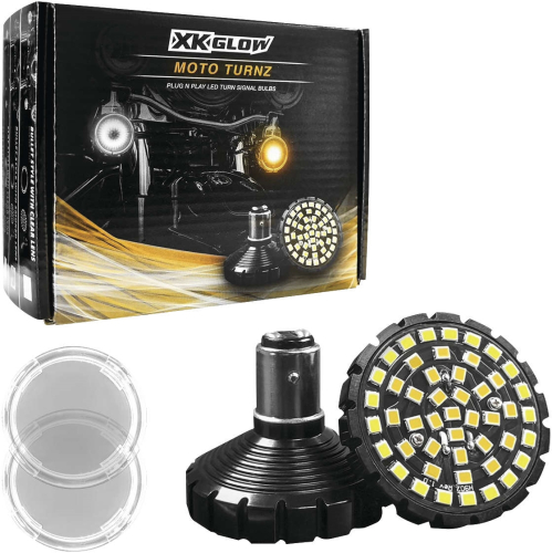 XK Glow - XK Glow LED Turn Signal and Lens Kit - Bullet - Dual - White/Amber - Clear Lens - XK1157B-WA-C