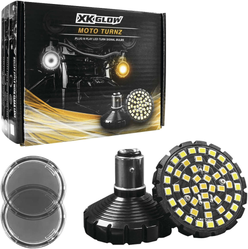 XK Glow - XK Glow LED Turn Signal and Lens Kit - Bullet - Dual - White/Amber - Smoked Lens - XK1157B-WA-S