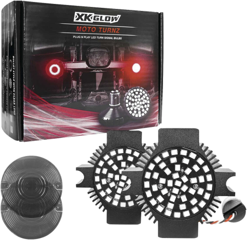 XK Glow - XK Glow LED Turn Signal and Lens Kit - Flat - Dual - Red - Smoked Lens - XK1157F-RR-S