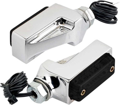 Joker Machine - Joker Machine Rectangle Smoked Led Turn Signal - Chrome/Amber LEDs - 05-311-3A