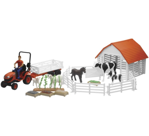 New Ray Toys - New Ray Toys Kubota Playset - Kubota Lawn Mower with Farm Animals Set - SS-33323