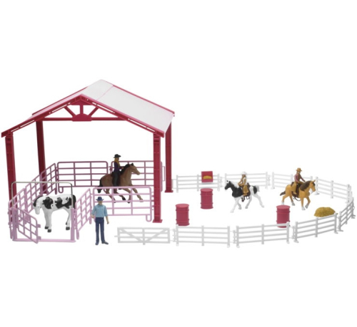New Ray Toys - New Ray Toys Valley Ranch Playset - Arena with Horses and Riders - SS-37275