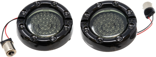 Letric Lighting Co. - Letric Lighting Co. Flat Lens Style Turn Signal HALO LED Insert - Premium Black Bezel - 1156 - Red - LLC-FLHB-6R
