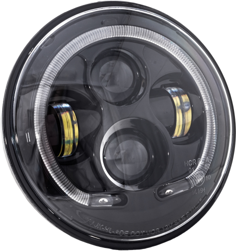 Letric Lighting Co. - Letric Lighting Co. 7in. Premium LED Headlight with Full-HALO - Black - LLC-LHP-7B