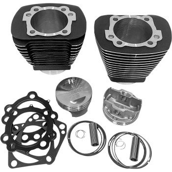 Revolution Performance - Revolution Performance Monster Big Bore Kit (109in.) - Bore 3-7/8in. - 10.0:1 Compression - Black/Highlighted Fins - RP201-216W