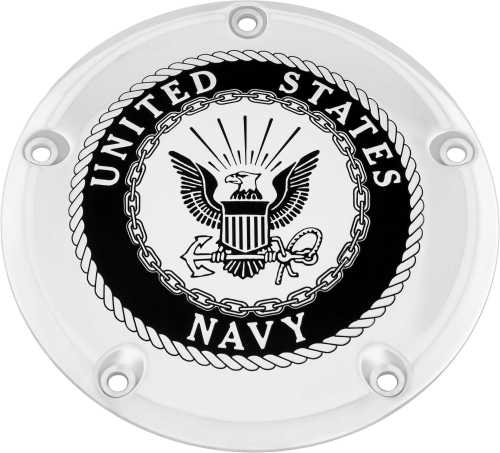Custom Engraving LTD - Custom Engraving LTD Patriotic Derby Cover for Navy - Chrome - M8 Softail - NAV15-67